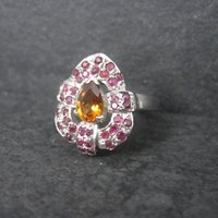 Vintage Sterling Orange Spessartite Ruby Ring Size 5.5