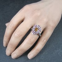 Vintage Sterling Orange Spessartite Ruby Ring Size 5.5