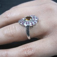 Vintage Sterling Orange Spessartite Ruby Ring Size 5.5