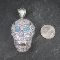 Huge Dimensional Sterling Skull Pendant
