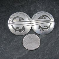 Large Sterling Native American Earrings Signed