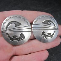 Large Sterling Native American Earrings Signed