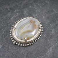 Vintage Sterling Agate Brooch LS Perterson Co