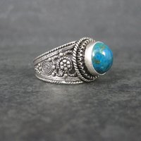 Vintage 950 Silver Chrysocolla Ring Size 9.5