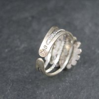 Vintage 950 Sterling Cannetille Tigers Eye Ring Adjustable Size 9