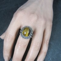 Vintage 950 Sterling Cannetille Tigers Eye Ring Adjustable Size 9