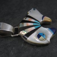 Sterling Inlay Spirit Bear Pendant