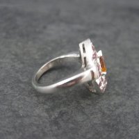 Vintage Sterling Orange Spessartite Ruby Ring Size 5.5