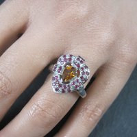 Vintage Sterling Orange Spessartite Ruby Ring Size 5.5