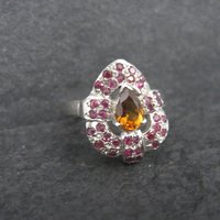 Vintage Sterling Orange Spessartite Ruby Ring Size 5.5