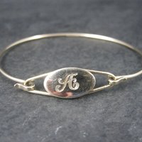 Vintage 12K Gold Filled Initial A Bangle Bracelet 7 Inches