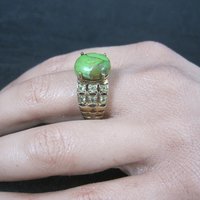 Vintage Vermeil Sterling Green Mohave Turquoise Peridot Ring Size 8