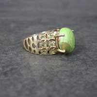 Vintage Vermeil Sterling Green Mohave Turquoise Peridot Ring Size 8