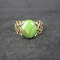 Vintage Vermeil Sterling Green Mohave Turquoise Peridot Ring Size 8