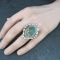 Southwestern Kings Manassa Green Turquoise Ring Size 8.5
