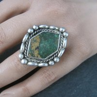 Southwestern Kings Manassa Green Turquoise Ring Size 8.5