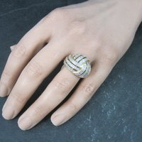 Vintage Vermeil Sterling Diamond Illusion Dome Ring Size 7