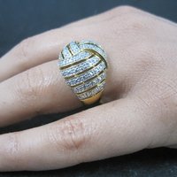Vintage Vermeil Sterling Diamond Illusion Dome Ring Size 7