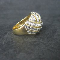 Vintage Vermeil Sterling Diamond Illusion Dome Ring Size 7