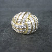 Vintage Vermeil Sterling Diamond Illusion Dome Ring Size 7