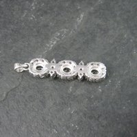 Vintage Sterling Black White Cubic Zirconia Halo Pendant