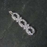 Vintage Sterling Black White Cubic Zirconia Halo Pendant