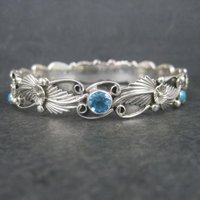Southwestern Sterling Topaz Turquoise Bangle Bracelet