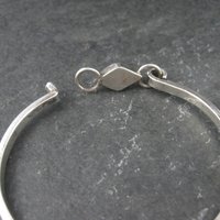 Vintage Mexican Sterling Jet Inlay Bangle Bracelet 6 1/4 Inches