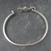 Vintage Mexican Sterling Jet Inlay Bangle Bracelet 6 1/4 Inches