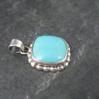 Estate Sterling Faux Turquoise Pendant