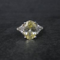 Estate Sterling Yellow Cz Cocktail Ring Size 8