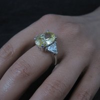 Estate Sterling Yellow Cz Cocktail Ring Size 8