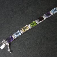 Estate Sterling Gemstone Bracelet 7.5 Inches
