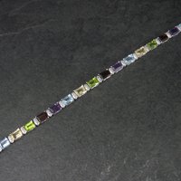 Estate Sterling Gemstone Bracelet 7.5 Inches