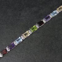 Estate Sterling Gemstone Bracelet 7.5 Inches