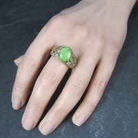 Vintage Vermeil Sterling Green Mohave Turquoise Peridot Ring Size 8