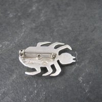 Southwestern Sterling Coral Jet Beetle Brooch Pin