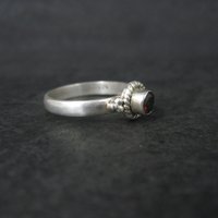 Simple Sterling Garnet Ring Size 7
