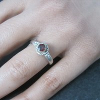 Simple Sterling Garnet Ring Size 7