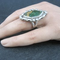Southwestern Kings Manassa Green Turquoise Ring Size 8.5