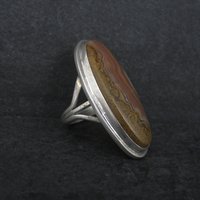 Long Southwestern Sterling Jasper Ring Size 7