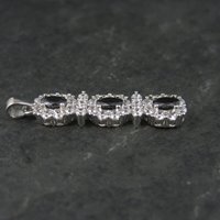 Vintage Sterling Black White Cubic Zirconia Halo Pendant