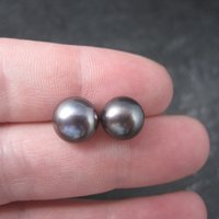 Vintage 90s Sterling 9mm Peacock Pearl Stud Earrings