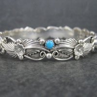 Southwestern Sterling Topaz Turquoise Bangle Bracelet