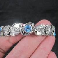 Southwestern Sterling Topaz Turquoise Bangle Bracelet