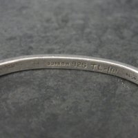 Vintage Mexican Sterling Jet Inlay Bangle Bracelet 6 1/4 Inches