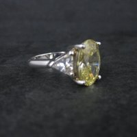 Estate Sterling Yellow Cz Cocktail Ring Size 8