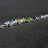 Estate Sterling Gemstone Bracelet 7.5 Inches