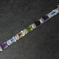 Estate Sterling Gemstone Bracelet 7.5 Inches