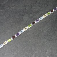 Estate Sterling Gemstone Bracelet 7.5 Inches